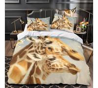3D Design Printed 3-Piece Bedding Set Home Decor Zipper Closure Design Giraffe Mother Duvet Cover Easy Care Hypoallergenic for Children,Teenagers,Boys Nature Comforter Cover Double（200x200cm）