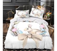 3D Design Printed 3 Pieces Bedding Set Bed Decor Design Easter Wreath Duvet Cover Breathable Machine Washable for Children,Teenagers,Adults watercolor Spring Comforter Cover Double（200x200cm）