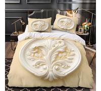 3D Design Printed 3 Pieces Bedding Set Bed Decor Hidden Zipper Super Soft OrnateWallDecal Comforter Cover Washable Anti-allergic for Teens,Boys,Women BaroqueDecor Quilt Cover King（220x240cm）