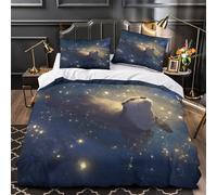 3D Design Printed 3 Pieces Bedding Set Bed Decor Hidden Zipper Super Soft Otter Underwater Comforter Cover Washable Anti-allergic for Teens,Boys,Women Fantasy Night Quilt Cover Single（135x200cm）