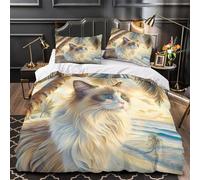 3D Design Printed 3 Pieces Bedding Set Bed Decor Zipper Closure Super Cozy Cat Beach Quilt Cover Hypoallergenic All Season for Adults,Boys,Children istic Tropical Duvet Cover King（220x240cm）