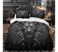 3D Design Printed 3 Pieces Bedding Set Bedroom Decor Super Lion Head Quilt Cover Machine Washable Easy Care for Kids,Teens,Adults Stylized Fantasy Duvet Cover Double（200x200cm）