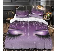 3D Design Printed 3 Pieces Bedding Set Room Decor Super Sparkle Eyes Quilt Cover Durable All Season for Teens,Adults,Women glittery Fantasy Duvet Cover Single（140x200cm）