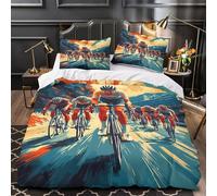 3D Design Printed 3PCs Bedding Set Bed Decor Zipper Closure Design Cycling Race Duvet Cover Washable Wrinkle-Resistant for Children,Boys,Women Dynamic Sport Comforter Cover Super king（260x220cm）
