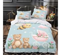 3D Design Printed 3PCs Bedding Set Bed Decor Zipper Closure Design Ultra Soft Baby Girl Decor Comforter Cover Washable All Season for Teens,Adults,Kids Cute Coon Quilt Cover Super king（260x220cm）