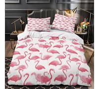 3D Design Printed 3PCs Bedding Set Bedroom Decor Hidden Zipper Super Soft Flamingo Comforter Cover Durable Machine Washable for Teens,Women,Boys vibrant Watercolor Quilt Cover Single（140x200cm）