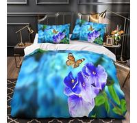 3D Design Printed 3PCs Bedding Set Home Decor Zipper Closure Design Butterfly Flying Duvet Cover Durable Hotel Quality for Girls,Youth,Children Nature Garden Comforter Cover Single（140x200cm）