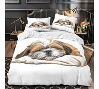 3D Design Printed 3PCs Bedding Set Home Decor Zipper Super Soft Cute Puppy Sleeping Quilt Cover Durable Anti-allergic for Adults,Women,Children Illustrated Coon Duvet Cover Double（200x200cm）