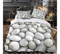 3D Design Printed 3PCs Bedding Set Home Decor Zipper Super Soft Smooth Stones Quilt Cover Durable Anti-allergic for Adults,Women,Children Natural Pebble Texture Duvet Cover Double（200x200cm）