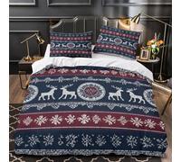 3D Design Printed 3PCs Bedding Set Room Decor Hidden Zipper Super Soft Snowflake s Comforter Cover Washable Easy Care for Teens,Women,Kids Winter Festive Knit Quilt Cover Super king（260x220cm）