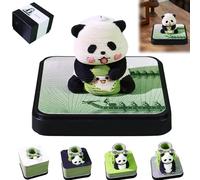 3D Desk Calendar 2026, Panda Pen Holder Tear-Off Paper Sculpture Desk Calendar, Creative DIY Carving Panda with LED Lights Memo Calendars for New Year Desktop Decoration