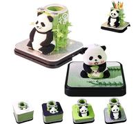 3D Desk Calendar 2026, Panda Pen Holder Tear-Off Paper Sculpture Desk Calendar, Creative DIY Carving Panda with LED Lights Memo Calendars for New Year Desktop Decoration