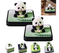 3D Desk Calendar 2026, Panda Pen Holder Tear-Off Paper Sculpture Desk Calendar, Creative DIY Carving Panda with LED Lights Memo Calendars for New Year Desktop Decoration