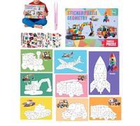3D DIY Sticker Puzzles - Numbered Art Sticker Book for Kids, Educational Activity for Home School Travel Boys Girls Airplane Car Christmas Birthday Creative Gift Fun Learning