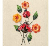 3D Donna Bug & Colorato Floreale Interno & Metallo Recinto / Muro Arte Scultura