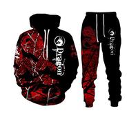 3D Drago Stampato Uomo Felpa Con Cappuccio Set Uomo Animale Tuta Pullover Giacca Pantaloni Sportswear Autunno Suit, 7, L
