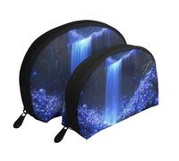 3D effetti visivi cascata stampato trucco borse 2 pezzi portatile Shell Travel Toiletry Bag, bianco, Taglia unica