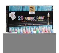 3d Fabric Paint Set, Permanent Textile Color Creative Projects, 30ml Waterproof Craft Tool with 24 Shades, Versatile Painting Kit for Adults Canvas Wood Hat Clothing Glass Kids Decoration
