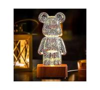 3d Firework Bear Lamp Colorful Bear Decorative Night Light, Glass Table Lamp Variable 8 Colours Bear Night Light Valentine's Gift for Her Or Him