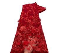 3D Flower Mesh Lace Sequin Embroidered French Bead Fabric(Color2)