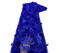 3D Flower Mesh Lace Sequin Embroidered French Bead Fabric(Color7)