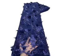 3D Flower Mesh Lace Sequin Embroidered French Bead Fabric(Light purple)