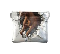 3D Foro Bianco Parete Animale Cavallo Moda Donna In Pelle Coin Purse Portafoglio Comodo Portamonete per le Donne soporte de monedas para carro
