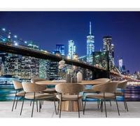 3D Fotomurale Murales Città di New York Carta da Parati Panoramica 450x315 cm Vista Notturna di New York Fotomurali Tessuto Non Tessuto Decorazione Parete Poster Camere da Letto Pareti Murale q.7759