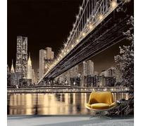 3D Fotomurale Murales Città Vista Notturna Carta da Parati Panoramica 200x140 cm Città Moderna Fotomurali Tessuto Non Tessuto Decorazione Parete Poster Camere da Letto Soggiorno Pareti Murale q.5138