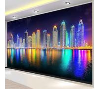 3D Fotomurale Murales Paesaggio Urbano Carta da Parati Panoramica 450x315 cm Paesaggio Notturno Cittadino Fotomurali Tessuto Non Tessuto Decorazione Parete Poster Camere da Letto Pareti Murale q.4757