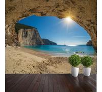 3D Fotomurale Murales Rocce Marine Carta da Parati Panoramica 450x315 cm Spiaggia Fotomurali Tessuto Non Tessuto Decorazione Parete Poster Camere da Letto Soggiorno Pareti Murale q.7930