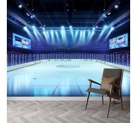 3D Fotomurale Murales Sport Dell'hockey Su Ghiaccio Carta da Parati Panoramica 200x140 cm Stadio Fotomurali Tessuto Non Tessuto Decorazione Parete Poster Camere da Letto Pareti Murale q.9419