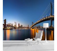 3D Fotomurale Murales Vista Notturna Del Ponte Carta da Parati Panoramica 150x105 cm Città Moderna Fotomurali Tessuto Non Tessuto Decorazione Parete Poster Camere da Letto Pareti Murale q.6200