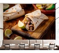 3D Fotomurale Murales Wrap Carta da Parati Panoramica 450x315 cm Cibo Burrito Fotomurali Tessuto Non Tessuto Decorazione Parete Poster Camere da Letto Soggiorno Pareti Murale q.2875