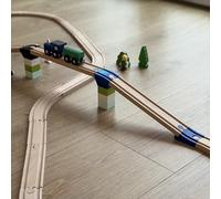3D FREUNDE Adattatore per ponte per ferrovie in legno, adatto per binari BRIO e mattoncini da costruzione DUPLO, 4 pezzi, Made in Germany (blu)