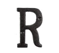 3D Galleggiante Casa Placca Numeri Metallo Ghisa Cifre 0-9 Lettere A-Z 8cm Alfabeto Segno Porta Targa Casa Parete Cafe Cortile Decor Creativo Indirizzo per Yard Via Casella Posta (R)