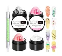 3D Gel,Gel per Manicure 4 Colori | Prolungamento Senza Acqua Colla Tridimensionale per Salone Domestico Punte in Stile Francese Decorazione Floreale Stampa a Caldo Cristalli per Piedi