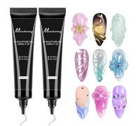3D Gel Nail Arts, 15 Ml Gel Modellante Per Decorazioni Per Unghie, 2 Pezzi 4 In 1 Smalto G-el Trasparente Modellante Senza Bisogno Di Pulizia, G-el M-odellante 5D Con Decorazioni A Rilievo