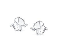 3D Geometrico Origami Gioielli Piccoli Animali Uccello Cigno Farfalla Gatto Elefante Orecchino Per Donne Teen .925 Sterling Silver