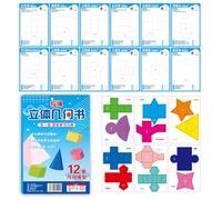 3D Geometry Learning Toy, Educational Book, 9.84x6.69 inches, Pull String Fun STEM Activity, Shapes for Teaching Volume Area Drafting, Kids Students Families Ages 5 to 12