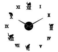3D grande orologio da parete grandi e moderne decorazioni da parete senza cornice per soggiorno gatto grande orologio specchio per camera da letto soggiorno gattini adesivo da parete del gattino B-37