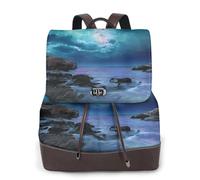 3D Graphics Universo Spazio Stampa Zaino Impermeabile Antifurto Leggero Pu Moda Pelle Nylon Scuola Borsa a Tracolla Zaino Da Viaggio, Nero , Taglia unica