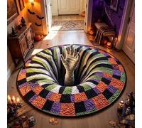 3D Halloween Round Rug,3D Halloween Optical Illusion Rug，B：16inch | Halloween 3D Rug,Scary Halloween Decorations,Soft Non-Slip Decorative Carpet for Living Room Entryway and Party Decor
