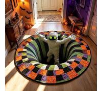 3D Halloween Round Rug,3D Halloween Optical Illusion Rug，C：31inch | Halloween 3D Rug,Scary Halloween Decorations,Soft Non-Slip Decorative Carpet for Living Room Entryway and Party Decor