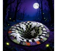 3D Halloween Rug, Candy Corn Abyss Quilted Round Mat, Optical Illusion Decorative Floor Carpet, Monster crawling out pattern, 3D Effect Rugs for home decoration (Ghost,120cm/47.2in)