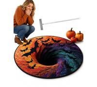 3D Halloween Rug, Skeleton Ghost Optical Illusion Round Area Rug (#C,20in)