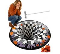 3D Halloween Rug, Skeleton Ghost Optical Illusion Round Area Rug (#E,20in)