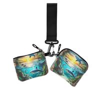 3d Hole White Wall Ocean Animal Fish Sea Portafogli da donna Custodie per carte di grande capacità Portafoglio con cerniera portamonete con portachiavi per uso quotidiano 2 pezzi, 3D foro bianco