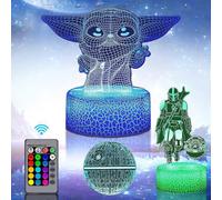 3D Illusion Star Wars Night Light, 3 Patterns and 16 Colors Baby Yoda LED Desk Lamp with Remote Control,Birthday and Christmas Gifts for Boys Men Kids