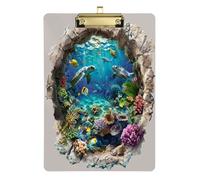 3D illusione ottica da parete arte subacquea tropicale doppio portablocco cartella in plastica per insegnante must have per classe elementare dimensioni 9 x 12,5 Tabla para escribir con clip oro hold